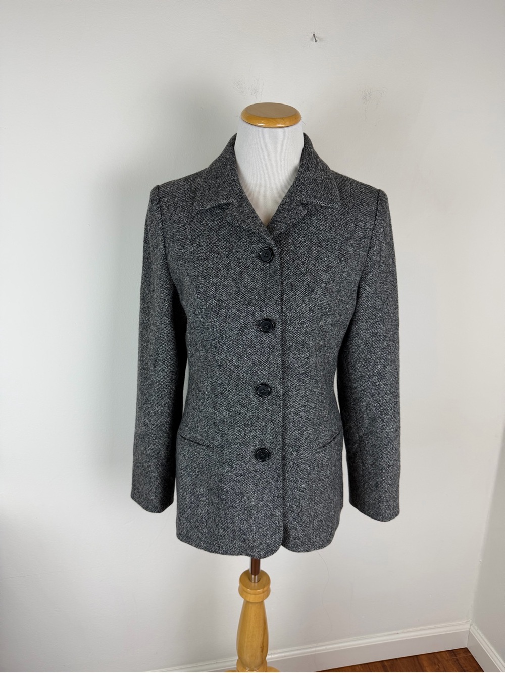 Cinzia Rocca Tweed 100% Lambswool Blazer Jacket Made in Italy Size 8